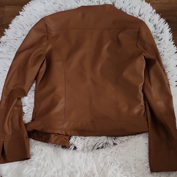 New Look Brown Leather Jacket - Picture 7 of 10